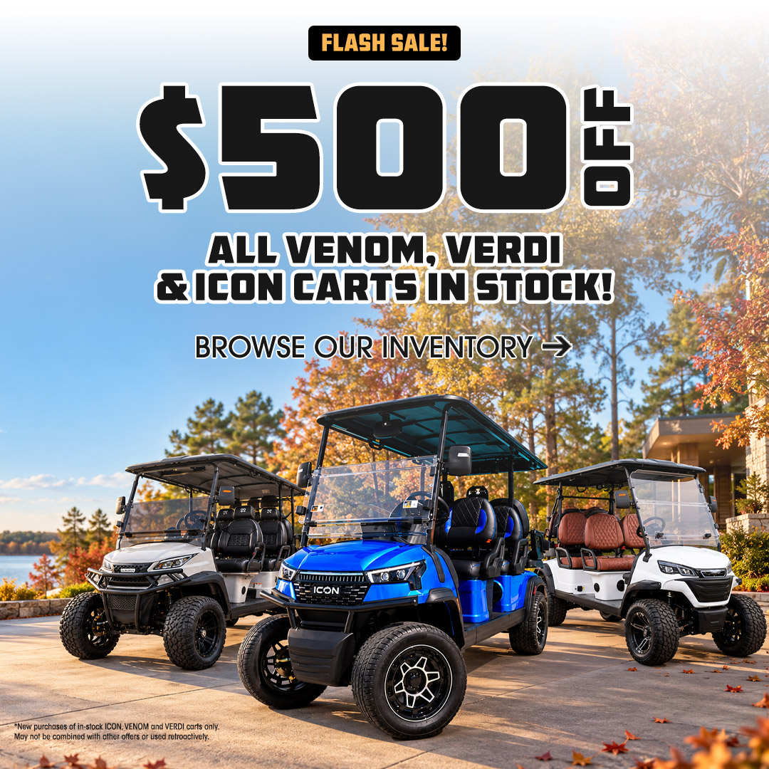 Save $500 OFF Venom, Verdi and ICON Carts In Stock!